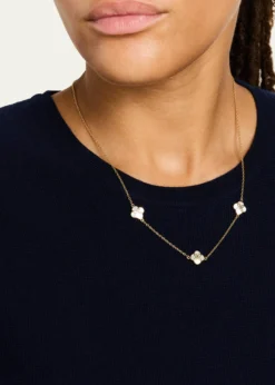 Jan LeslieTriple Petal Gemstone Station Necklace