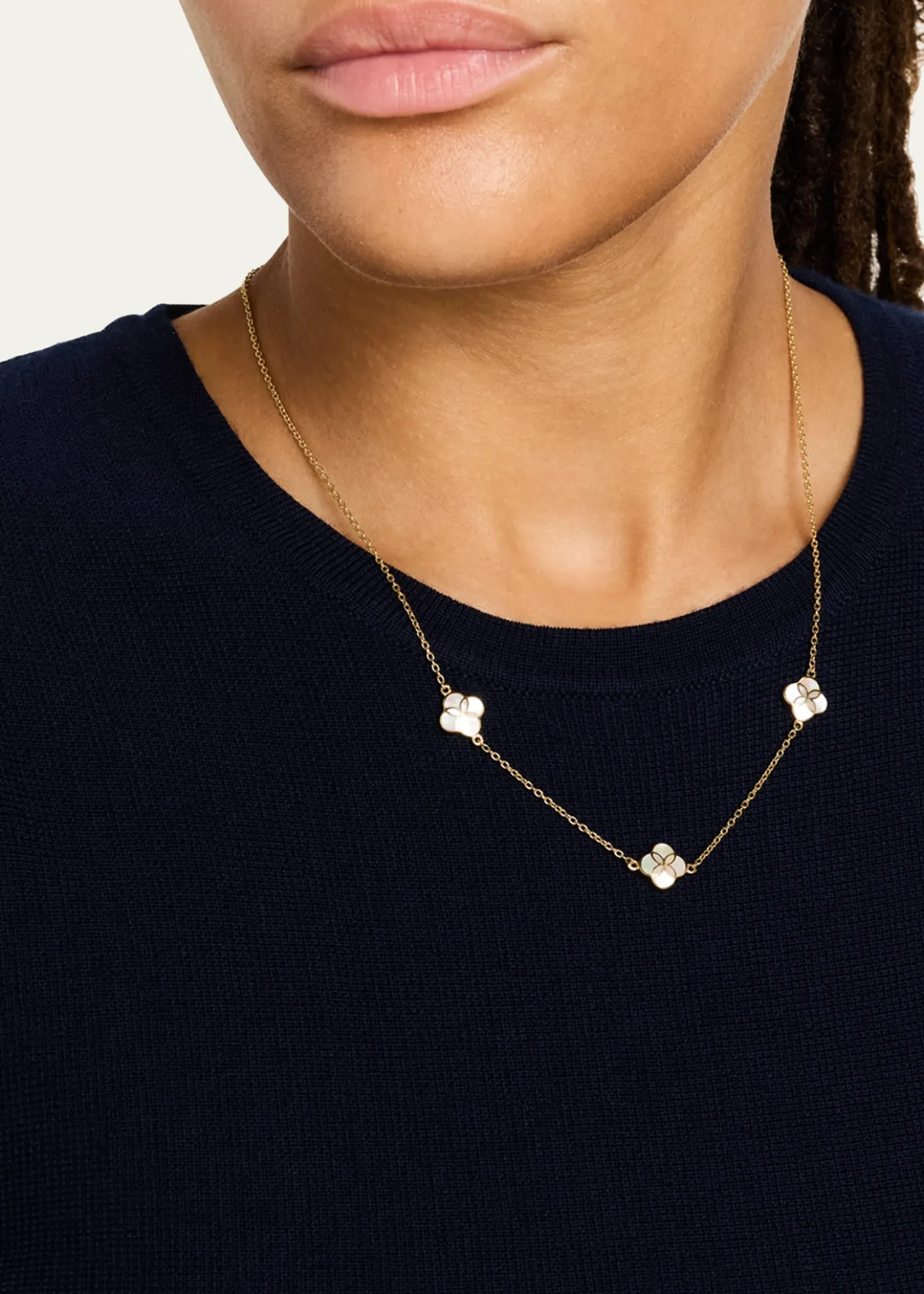 Jan LeslieTriple Petal Gemstone Station Necklace