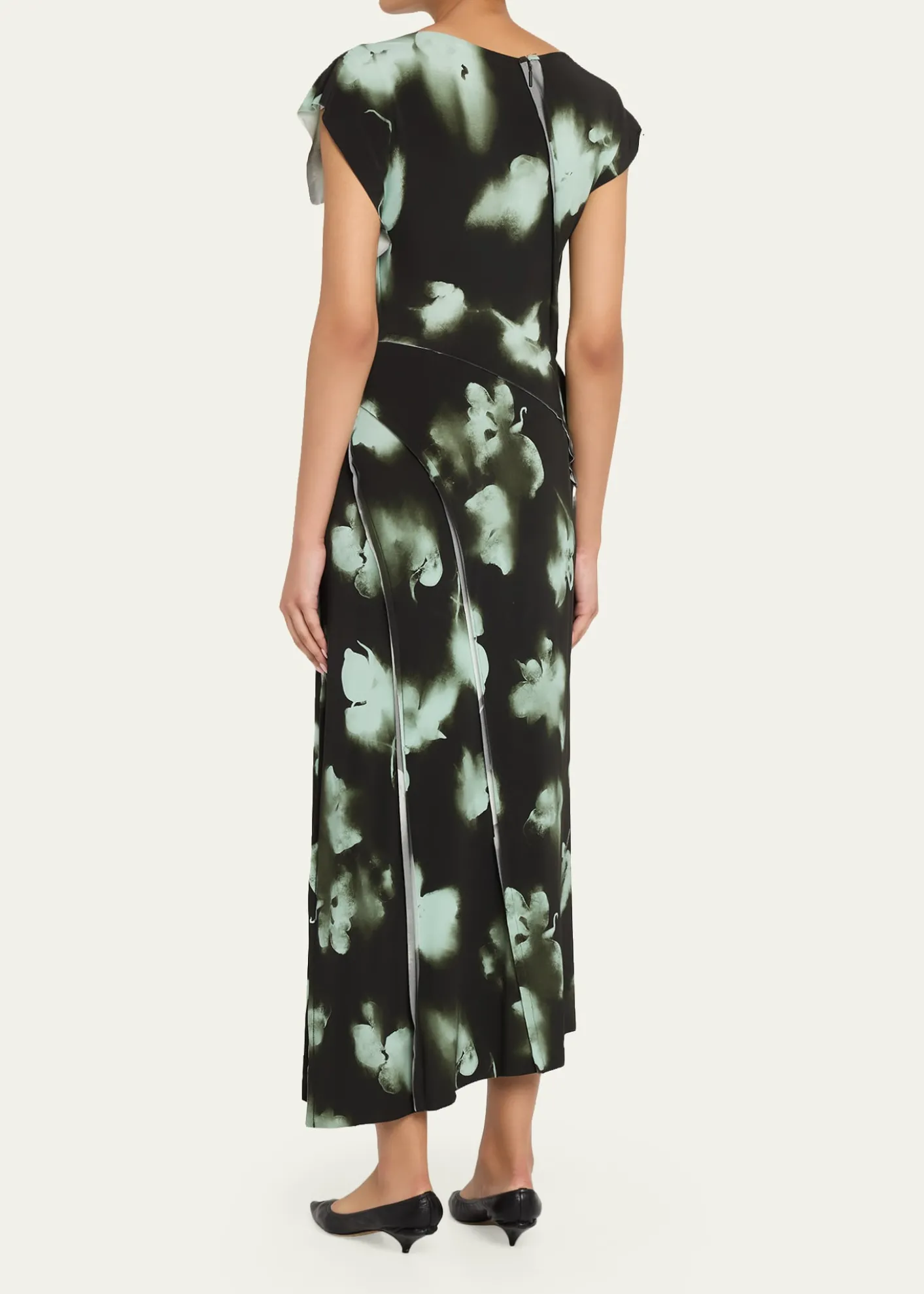 Jason Wu CollectionBlurred Floral Asymmetric Paneled Midi Dress