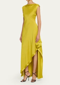 Jason Wu CollectionHigh-Neck Washed Twill Asymmetric Dress