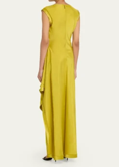 Jason Wu CollectionHigh-Neck Washed Twill Asymmetric Dress