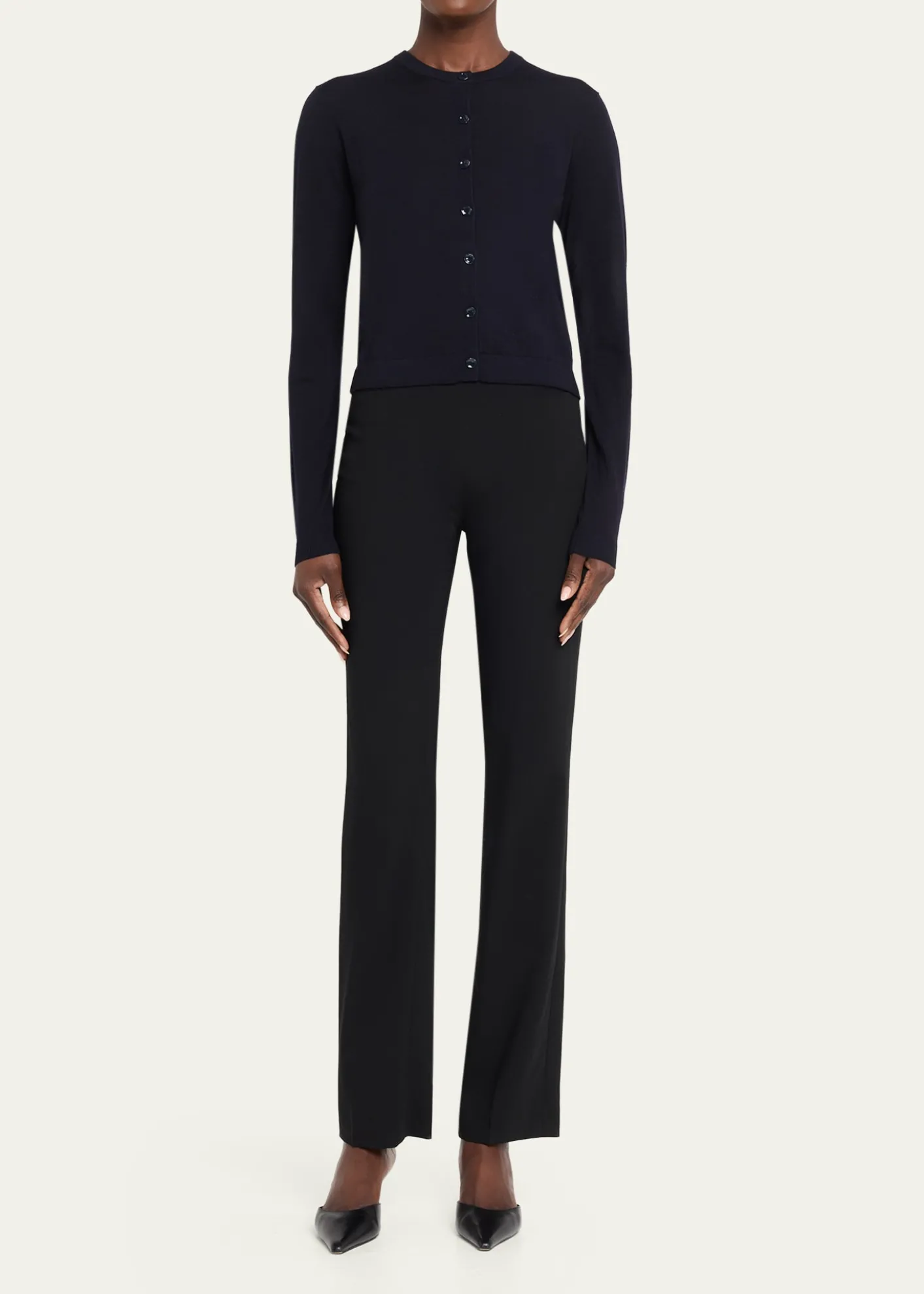Jason Wu CollectionMerino Wool Crewneck Cardigan With Satin Panel