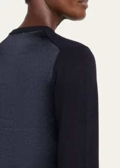 Jason Wu CollectionMerino Wool Crewneck Cardigan With Satin Panel