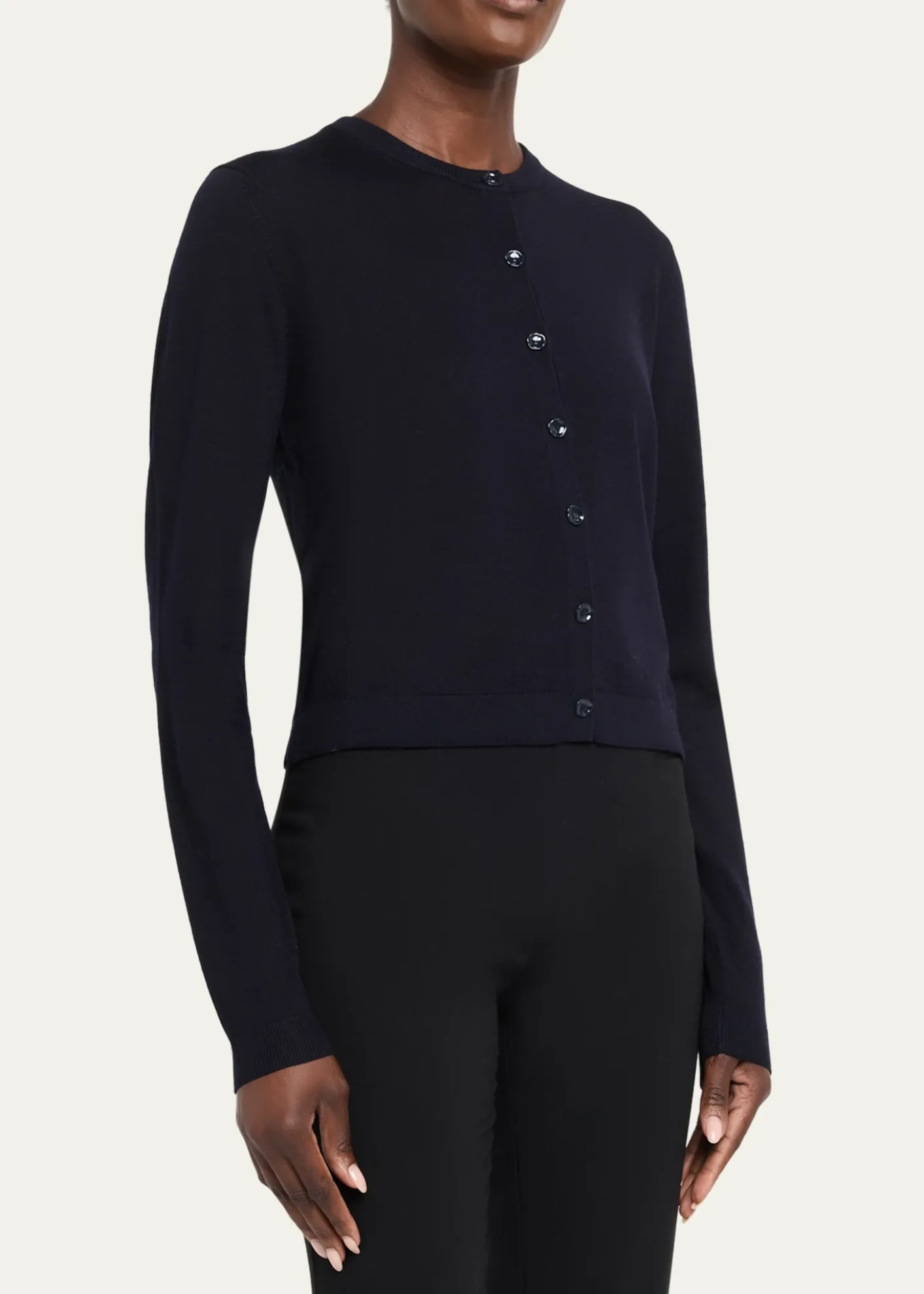 Jason Wu CollectionMerino Wool Crewneck Cardigan With Satin Panel