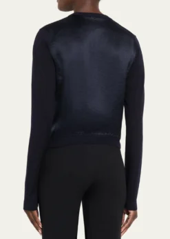Jason Wu CollectionMerino Wool Crewneck Cardigan With Satin Panel