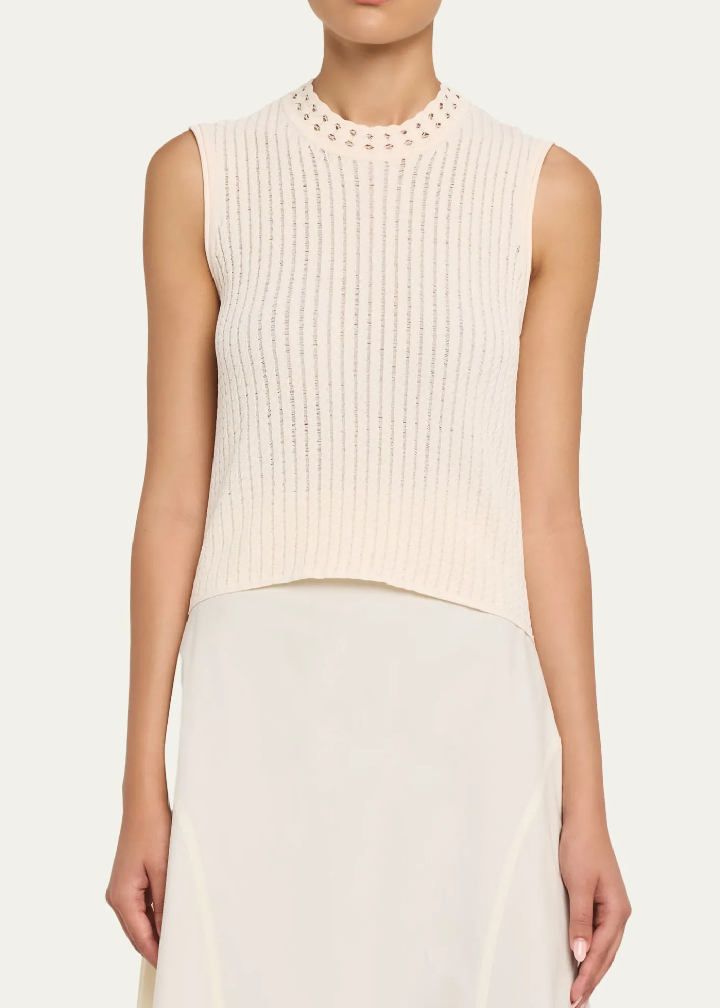 Jason Wu CollectionOpenwork Cable Knit Sleeveless Sweater