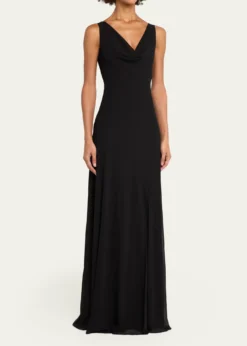 Jason Wu CollectionPlunging Cowl-Neck Sleeveless Crepe Gown