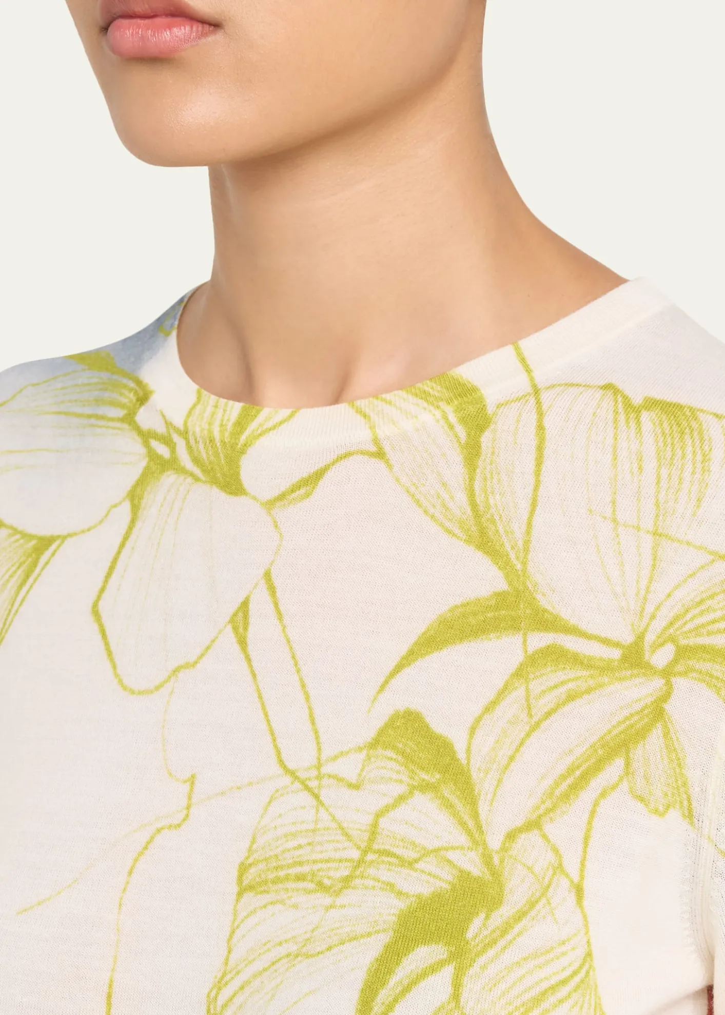 Jason Wu CollectionShadow Floral Merino Wool Crewneck Sweater