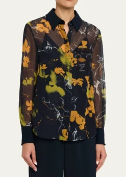 Jason Wu CollectionShadow Floral Crepe De Chine Button-Down Shirt