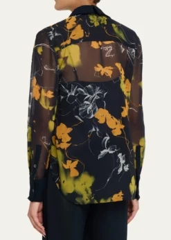 Jason Wu CollectionShadow Floral Crepe De Chine Button-Down Shirt