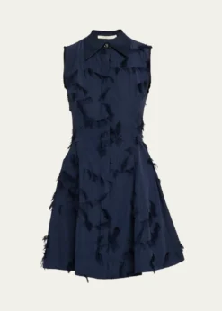 Jason Wu CollectionSleeveless Fringed Cotton Fil Coupe Mini Shirtdress