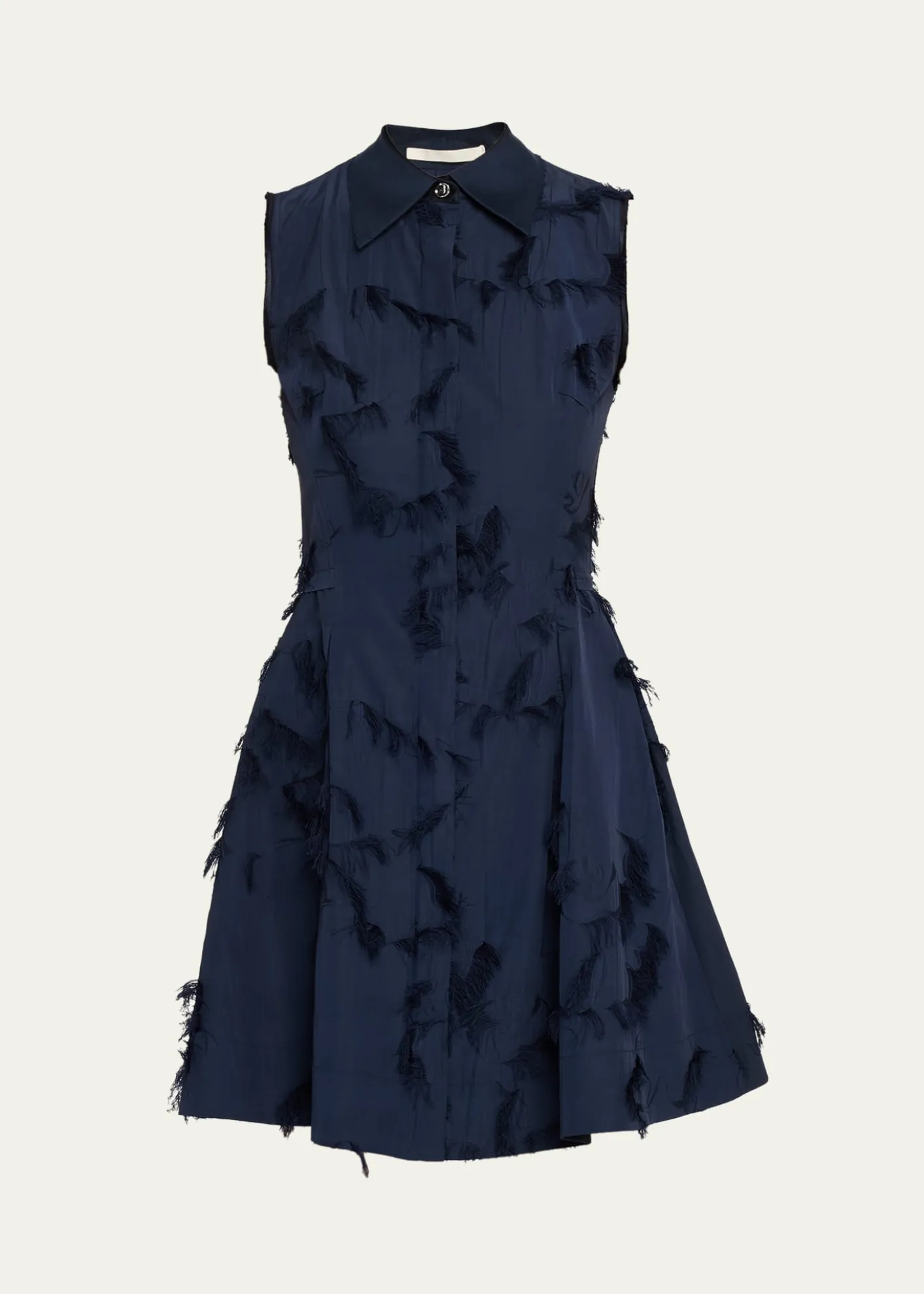 Jason Wu CollectionSleeveless Fringed Cotton Fil Coupe Mini Shirtdress