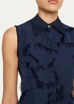 Jason Wu CollectionSleeveless Fringed Cotton Fil Coupe Mini Shirtdress