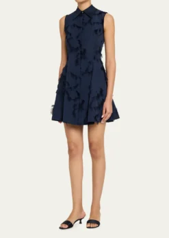 Jason Wu CollectionSleeveless Fringed Cotton Fil Coupe Mini Shirtdress