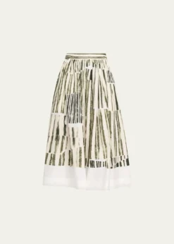 Jason Wu CollectionStripe Collage A-Line Midi Skirt