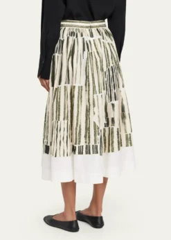 Jason Wu CollectionStripe Collage A-Line Midi Skirt