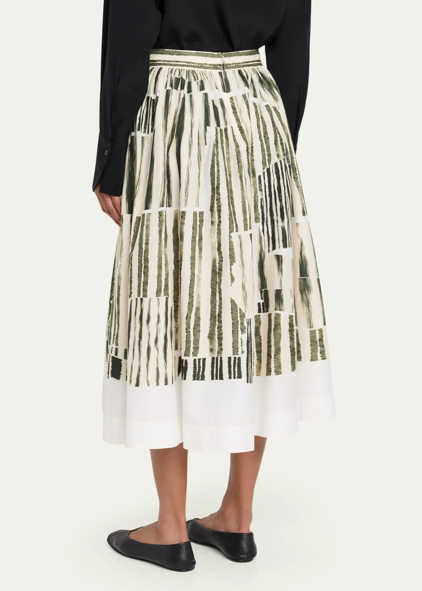 Jason Wu CollectionStripe Collage A-Line Midi Skirt