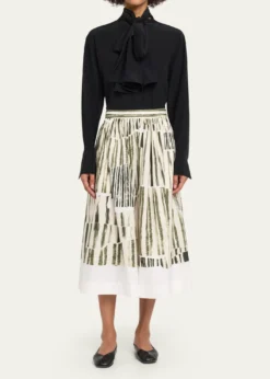 Jason Wu CollectionStripe Collage A-Line Midi Skirt