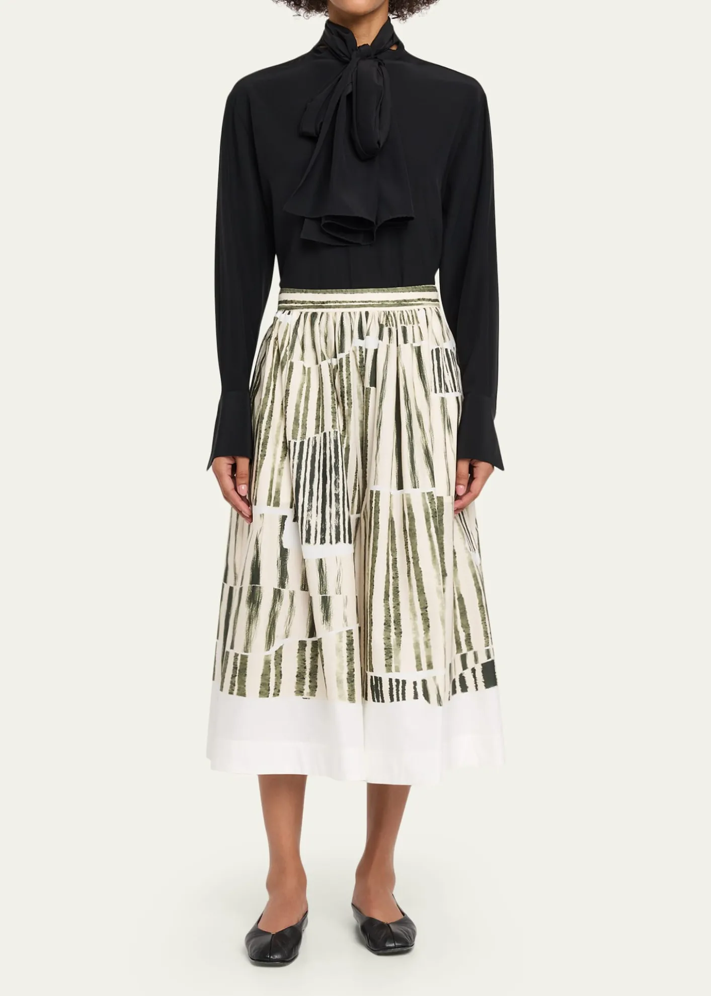 Jason Wu CollectionStripe Collage A-Line Midi Skirt