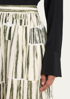 Jason Wu CollectionStripe Collage A-Line Midi Skirt