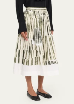 Jason Wu CollectionStripe Collage A-Line Midi Skirt