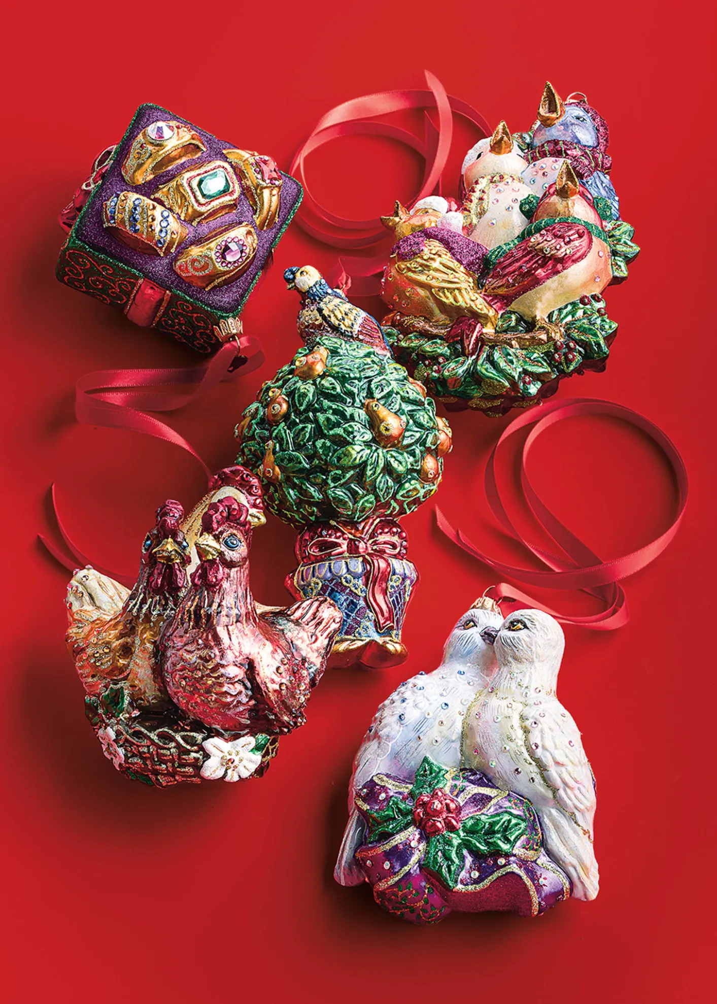 Jay StrongwaterFour Calling Birds Glass Ornament