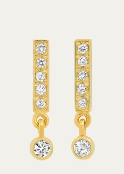 Jennifer MeyerDiamond Bar Stud Mini Bezel Drop Earrings
