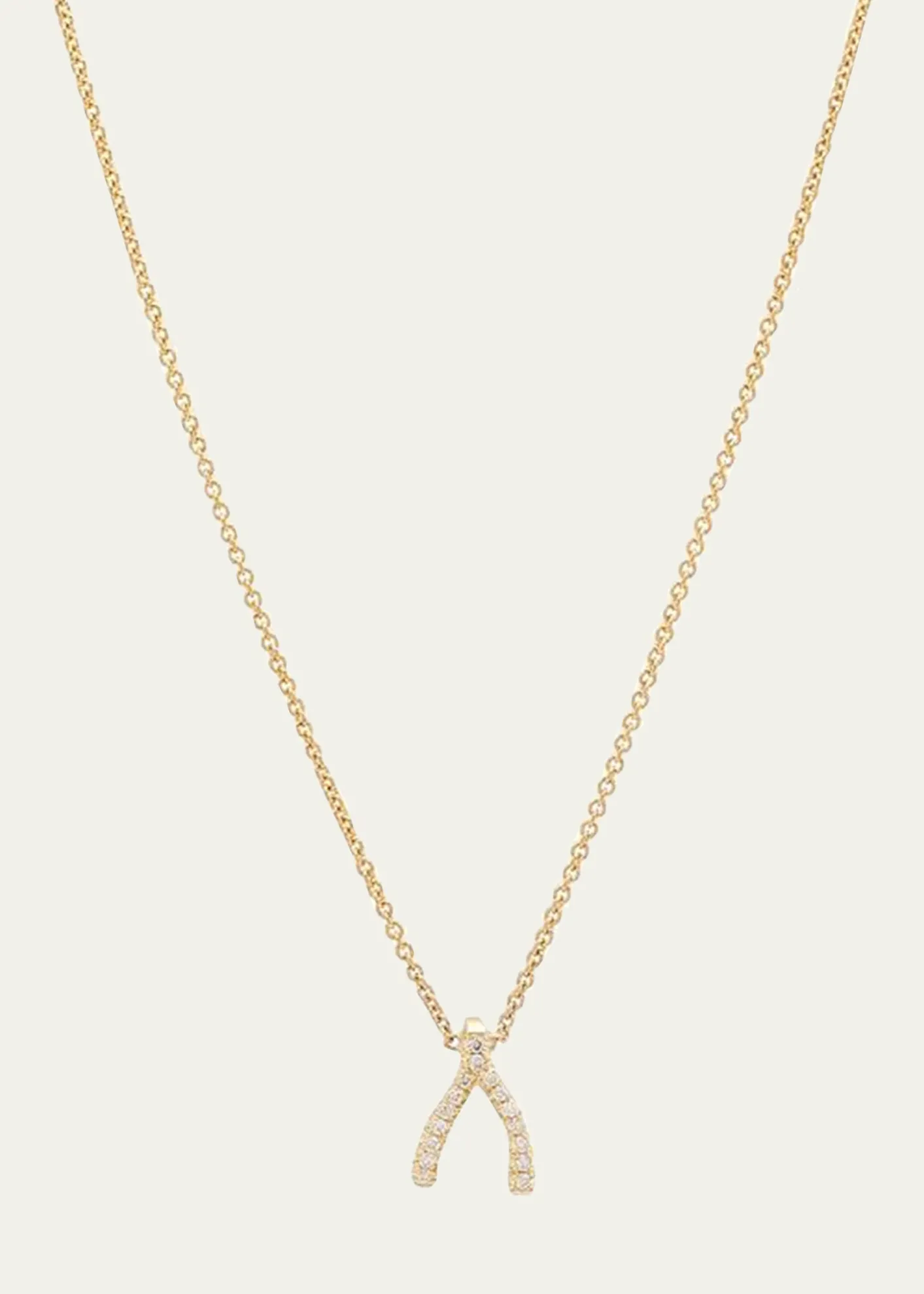 Jennifer MeyerDiamond Mini Wishbone Necklace 18K Yellow Gold