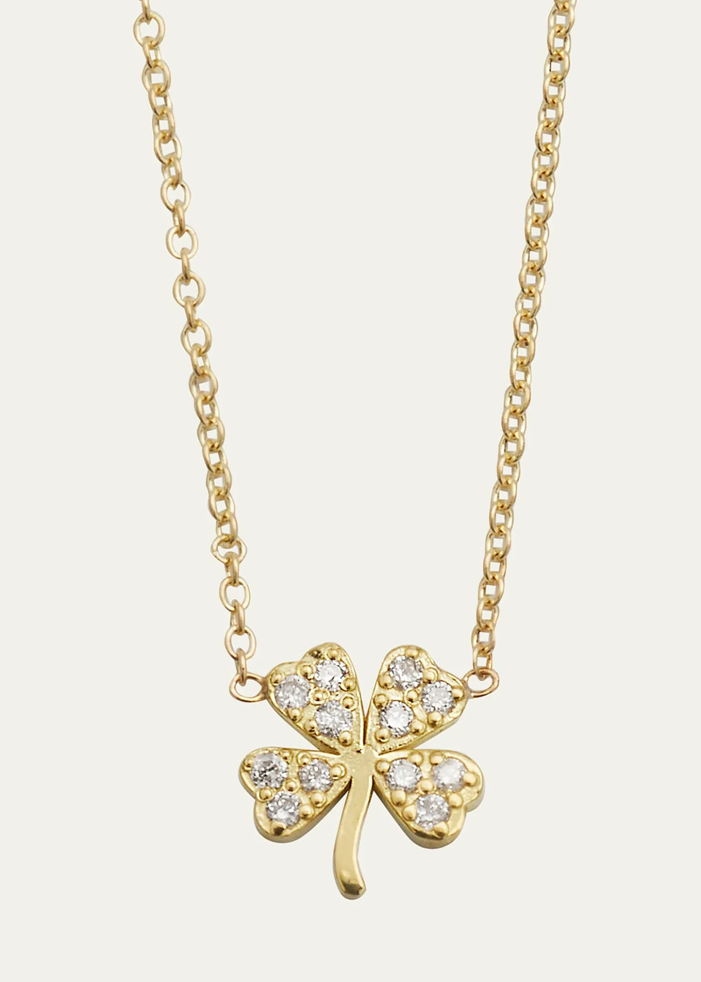 Jennifer Meyer18k Mini Diamond Four-Leaf Clover Necklace