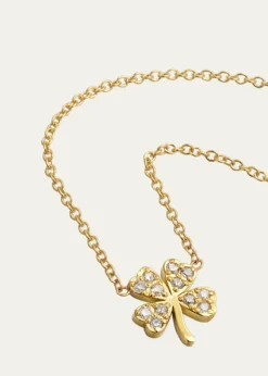 Jennifer Meyer18k Mini Diamond Four-Leaf Clover Necklace