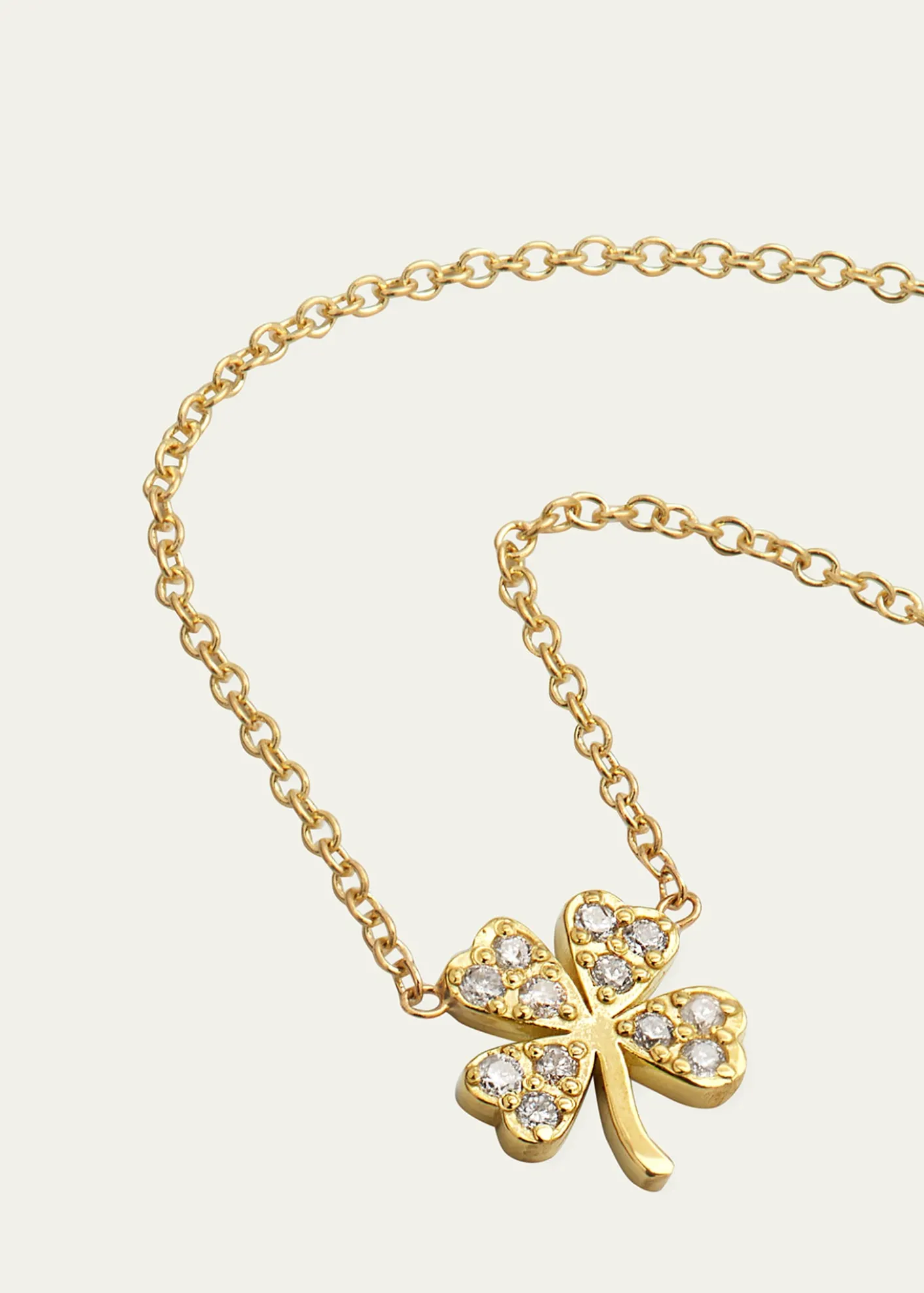 Jennifer Meyer18k Mini Diamond Four-Leaf Clover Necklace