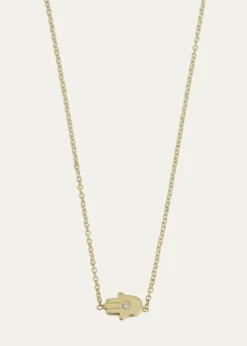 Jennifer Meyer18k Mini Hamsa Necklace with Diamond Accent