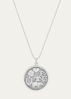 Jennifer Meyer18k White Gold Good Luck Pendant Necklace with Diamonds
