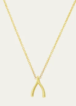Jennifer Meyer18k Yellow Gold Mini Wishbone Pendant Necklace on 14k Chain