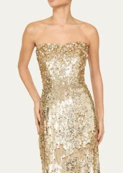Jenny PackhamKimi Strapless Textured Sequin Gown