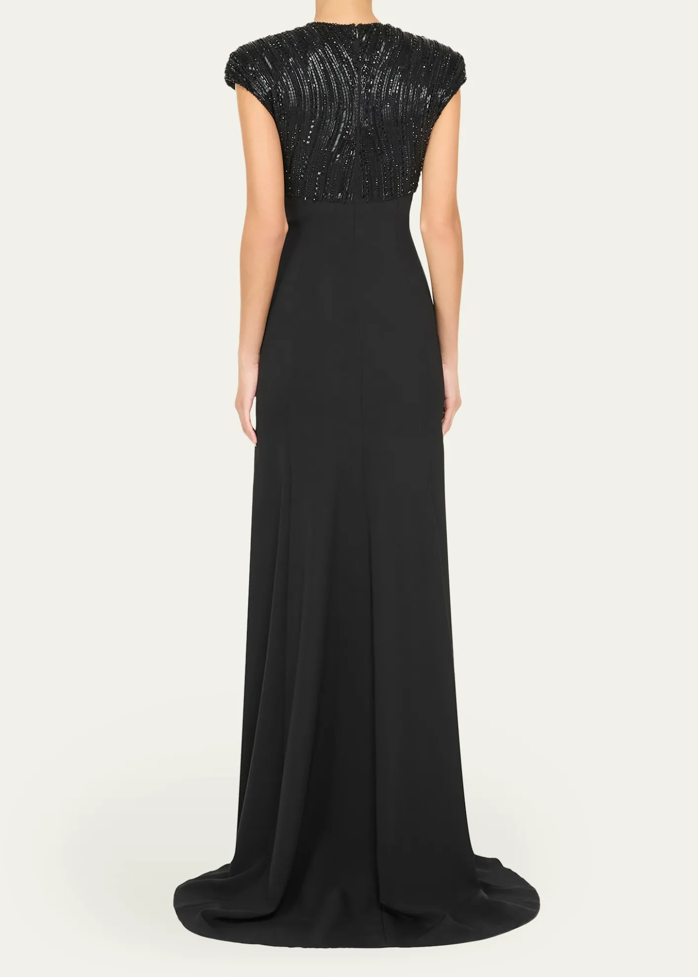 Jenny PackhamMoonveil Tonal Sequin Cap-Sleeve Gown