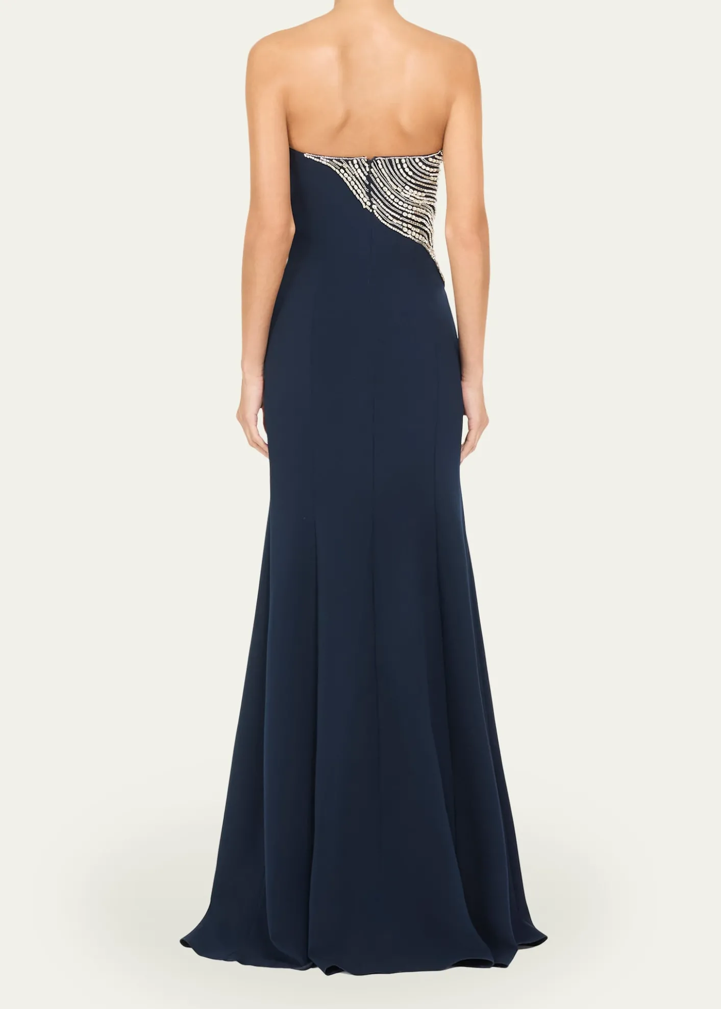 Jenny PackhamSoyala Wave Beaded Strapless Gown