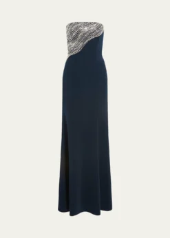 Jenny PackhamSoyala Wave Beaded Strapless Gown