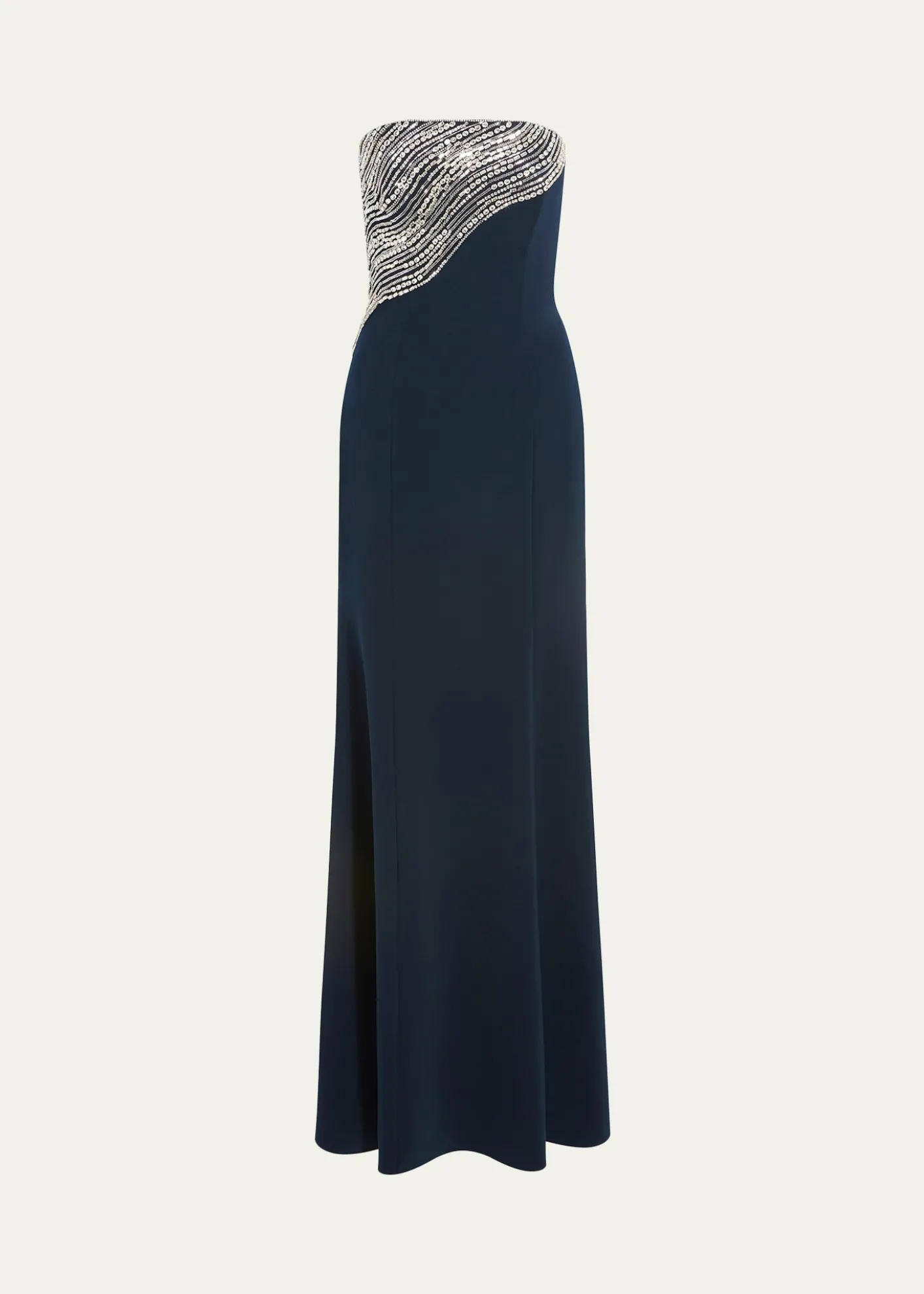 Jenny PackhamSoyala Wave Beaded Strapless Gown