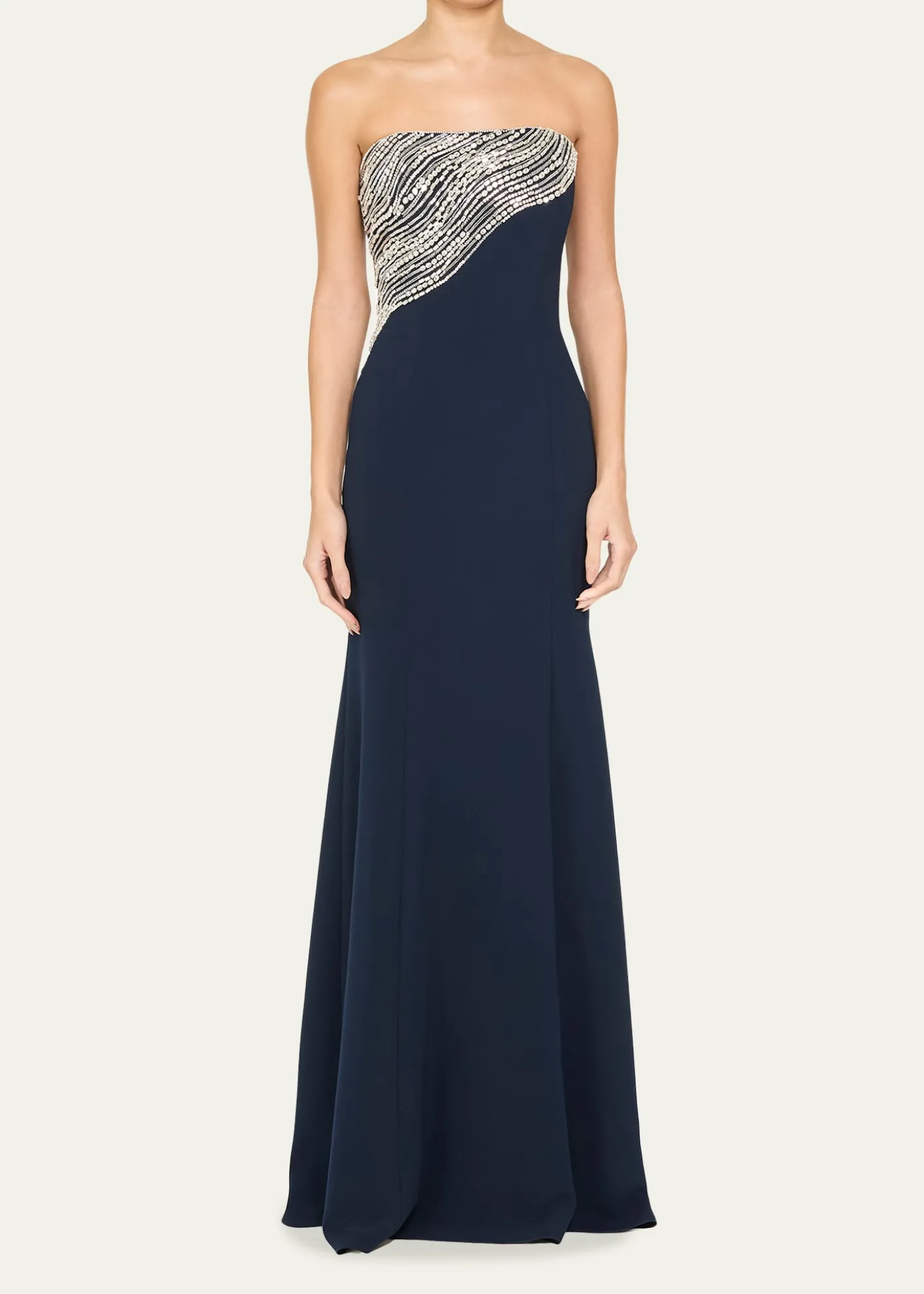 Jenny PackhamSoyala Wave Beaded Strapless Gown