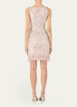 Jenny PackhamSwirly Beaded Sleeveless Mini Cocktail Dress