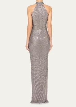 Jenny PackhamWhisper Beaded Halter Gown
