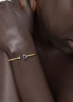 JIA JIABlue Sapphire and Diamond Bendable Cuff Bracelet in 14K Gold