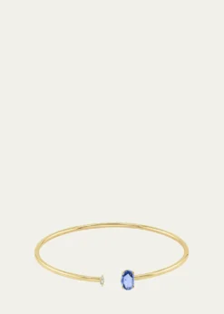 JIA JIABlue Sapphire and Diamond Bendable Cuff Bracelet in 14K Gold