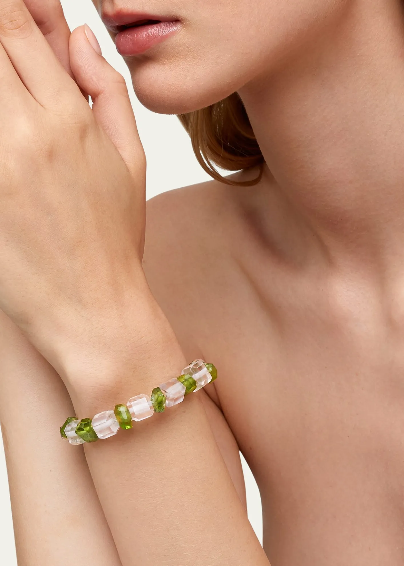 JIA JIAGaia Rose Quartz & Peridot Stretch Bracelet