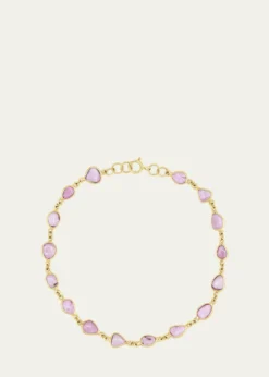 JIA JIA14K Pink Sapphire Bezel Tennis Chain Bracelet