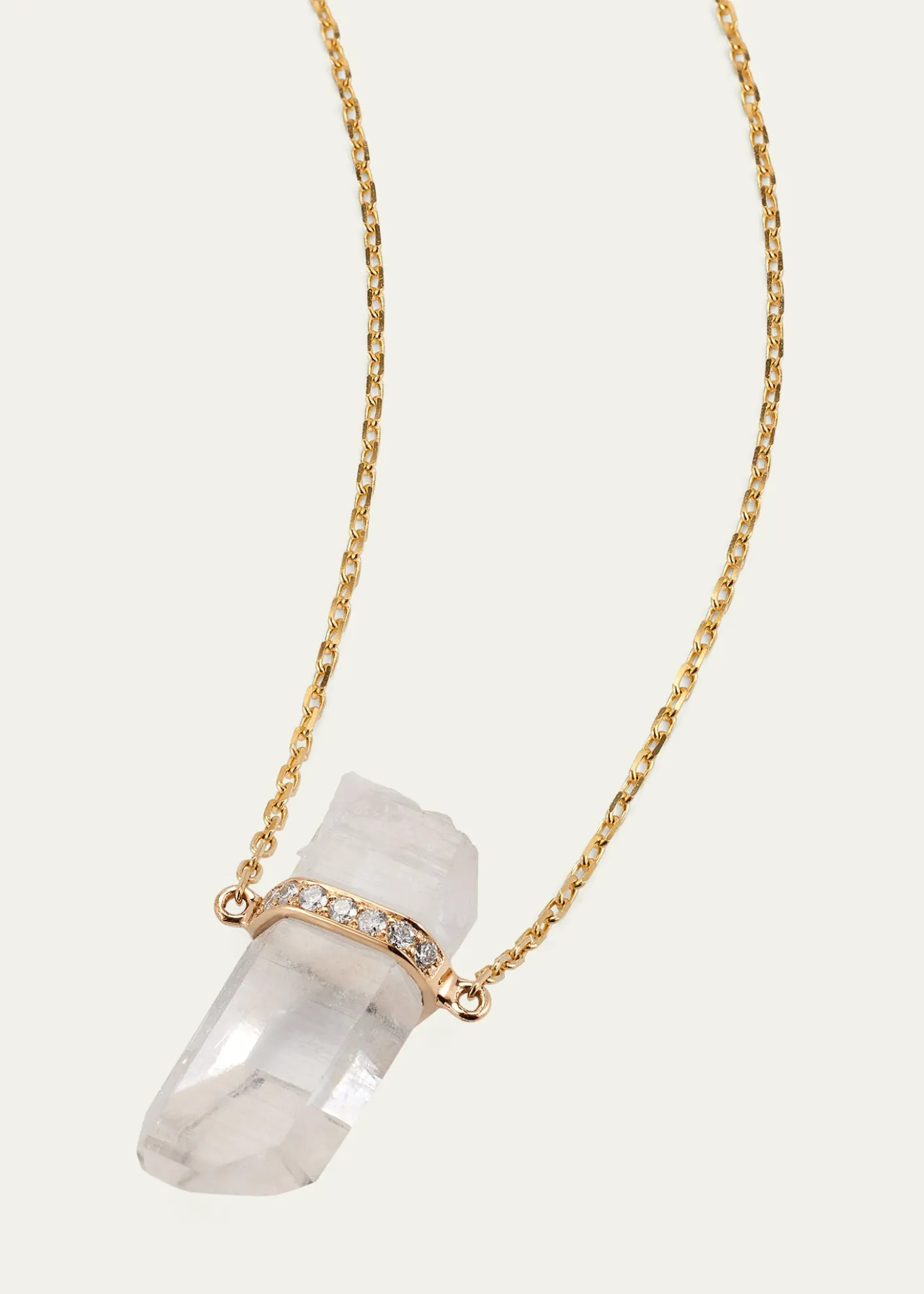 JIA JIA14k Yellow Gold Crystal Quartz and Diamond Bar Necklace