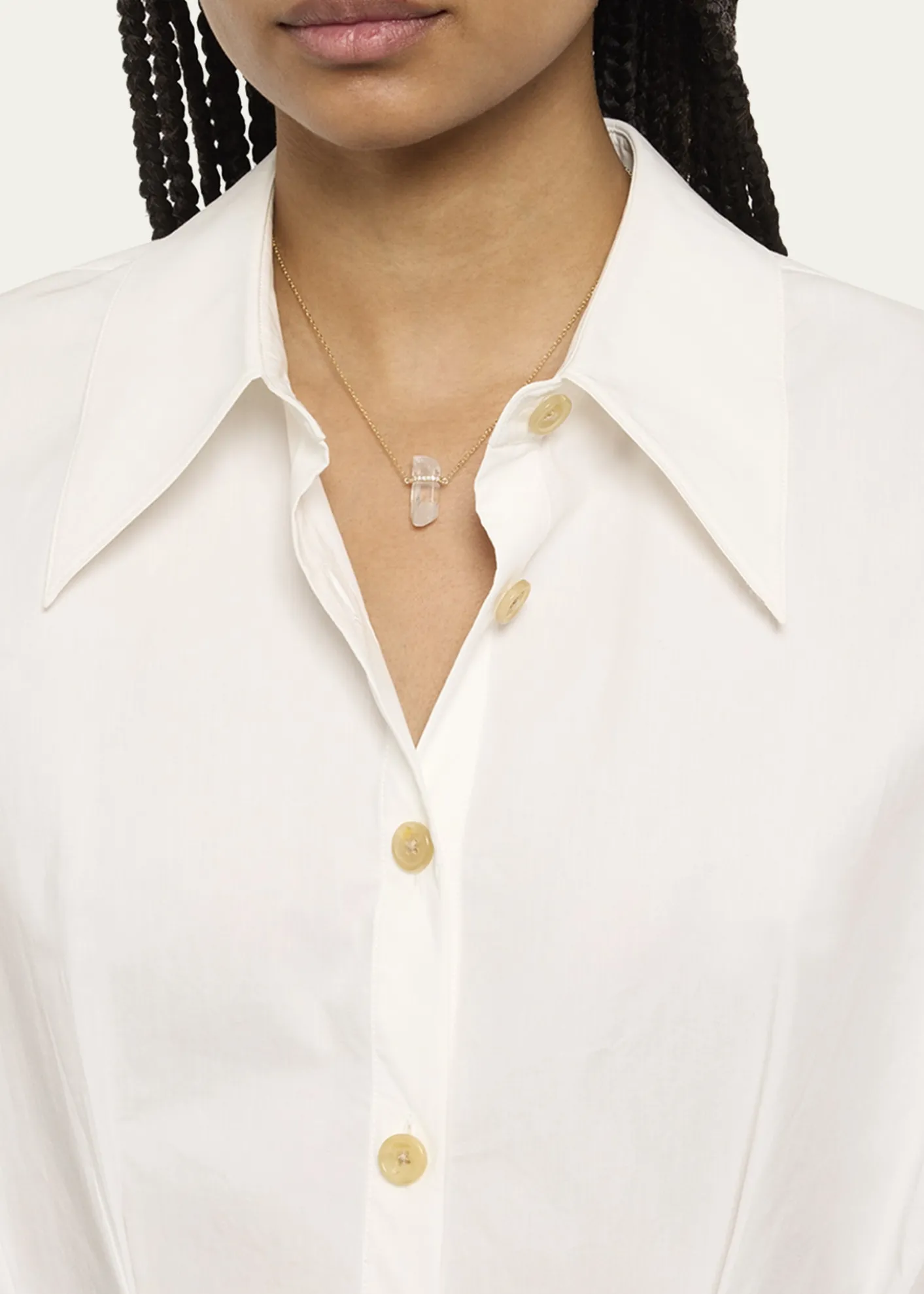 JIA JIA14k Yellow Gold Crystal Quartz and Diamond Bar Necklace