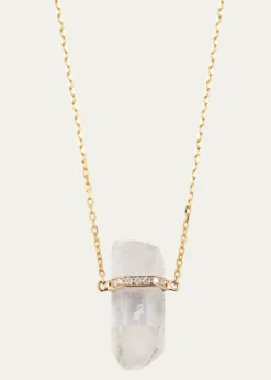 JIA JIA14k Yellow Gold Crystal Quartz and Diamond Bar Necklace