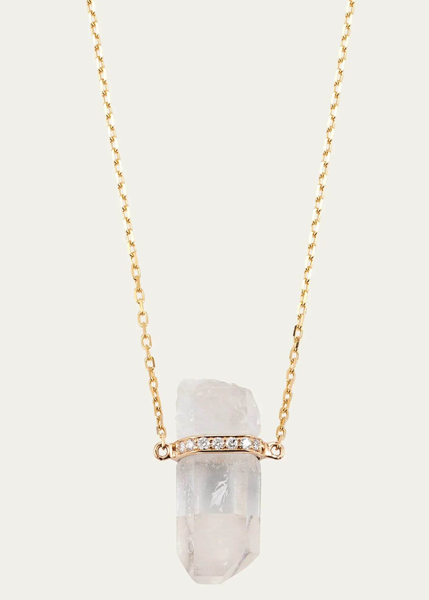 JIA JIA14k Yellow Gold Crystal Quartz and Diamond Bar Necklace